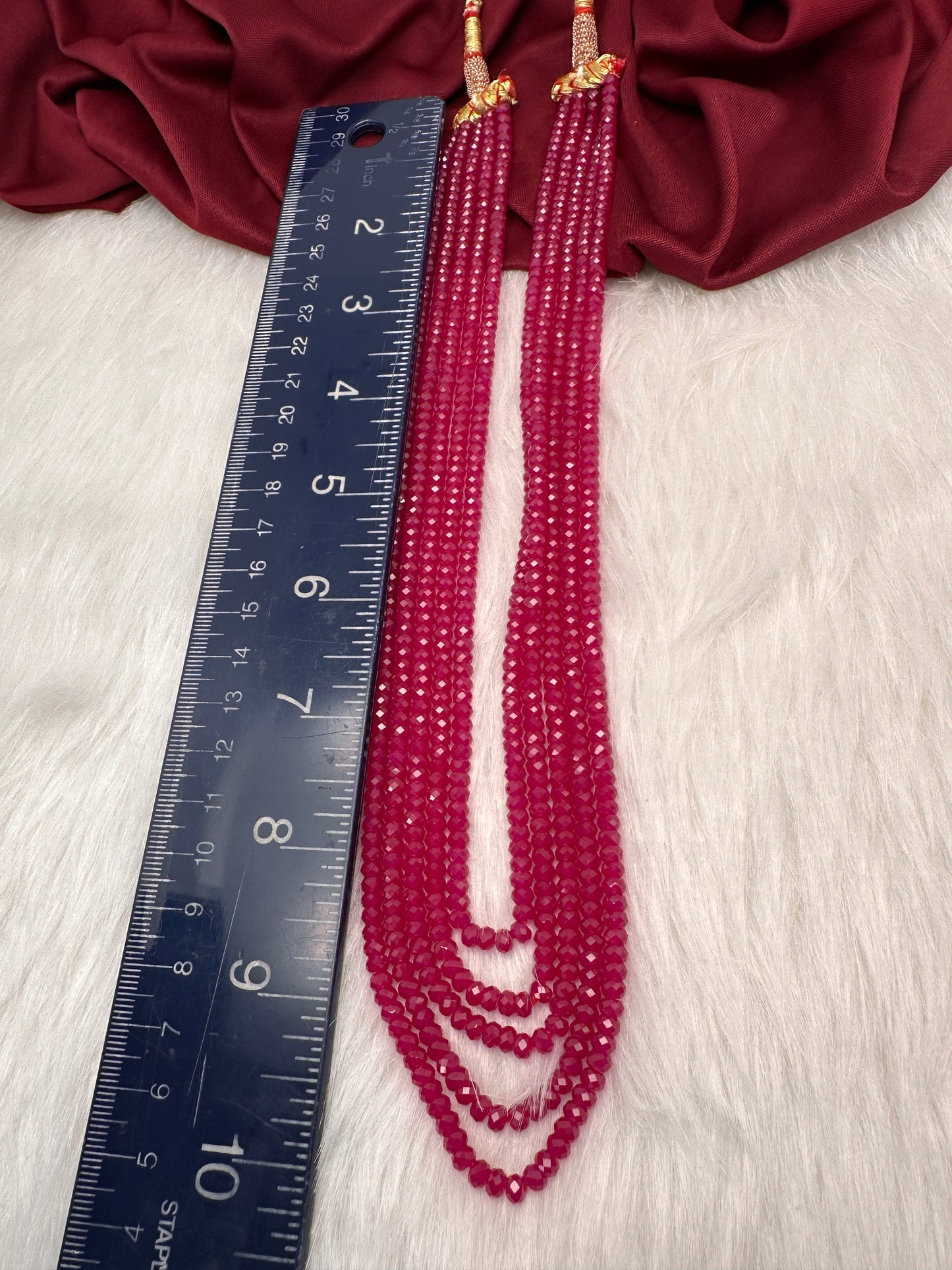 Ruby Pink Real Beads Mala Necklace