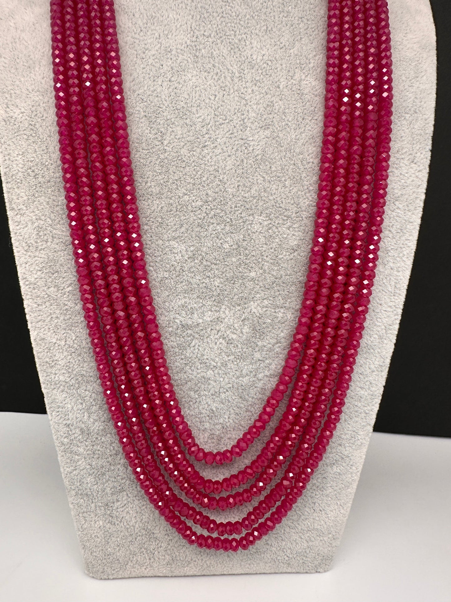 Ruby Pink Real Beads Mala Necklace