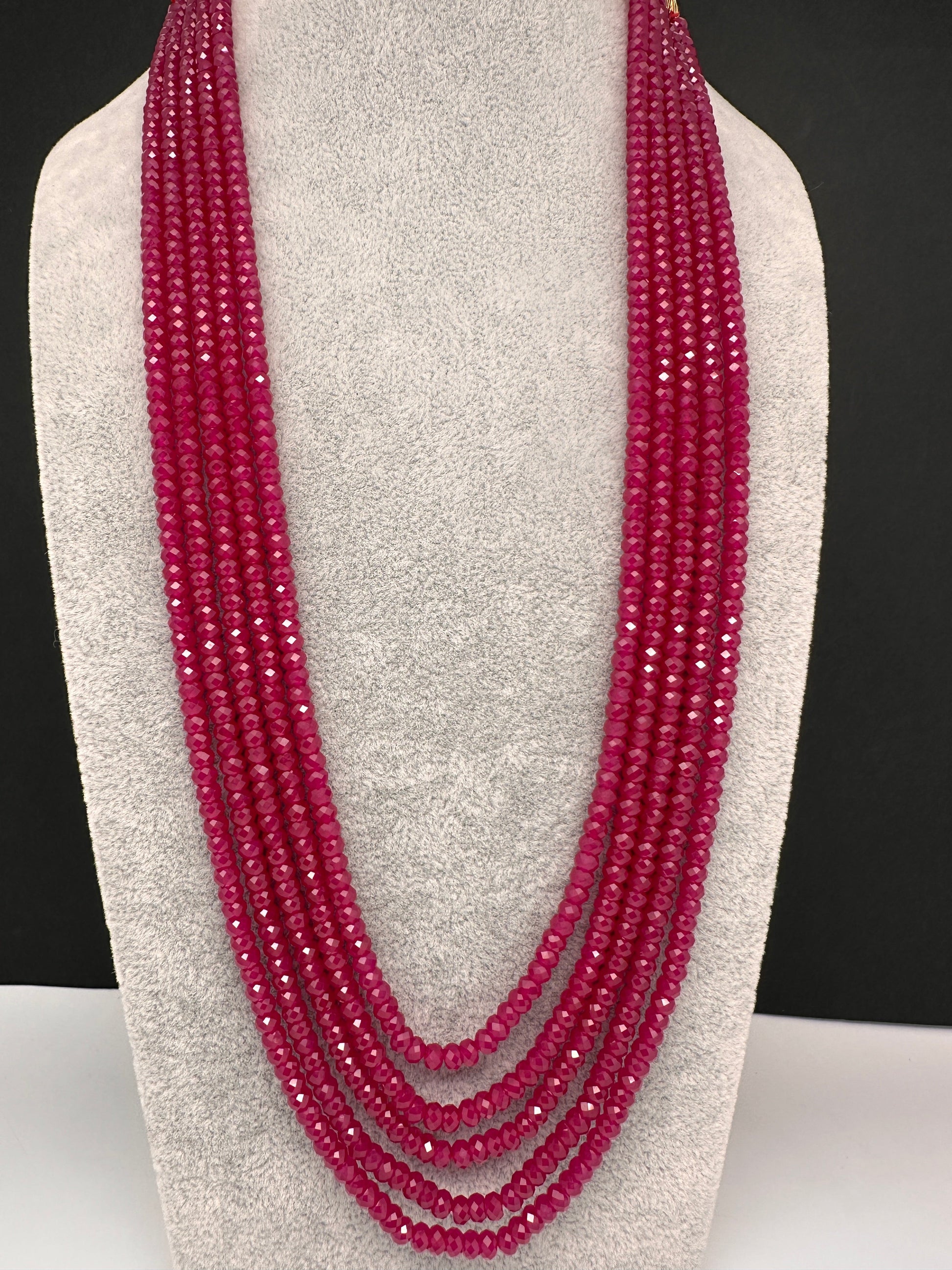 Ruby Pink Real Beads Mala Necklace