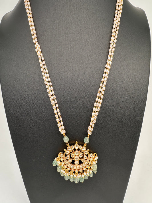 Jadau Kundan Pendent Rice Pearls Necklace