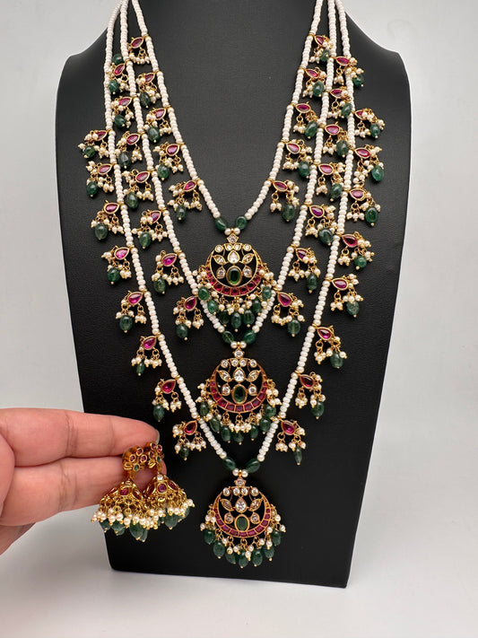Multi layer Kemp Pearls Teen Lada Necklace