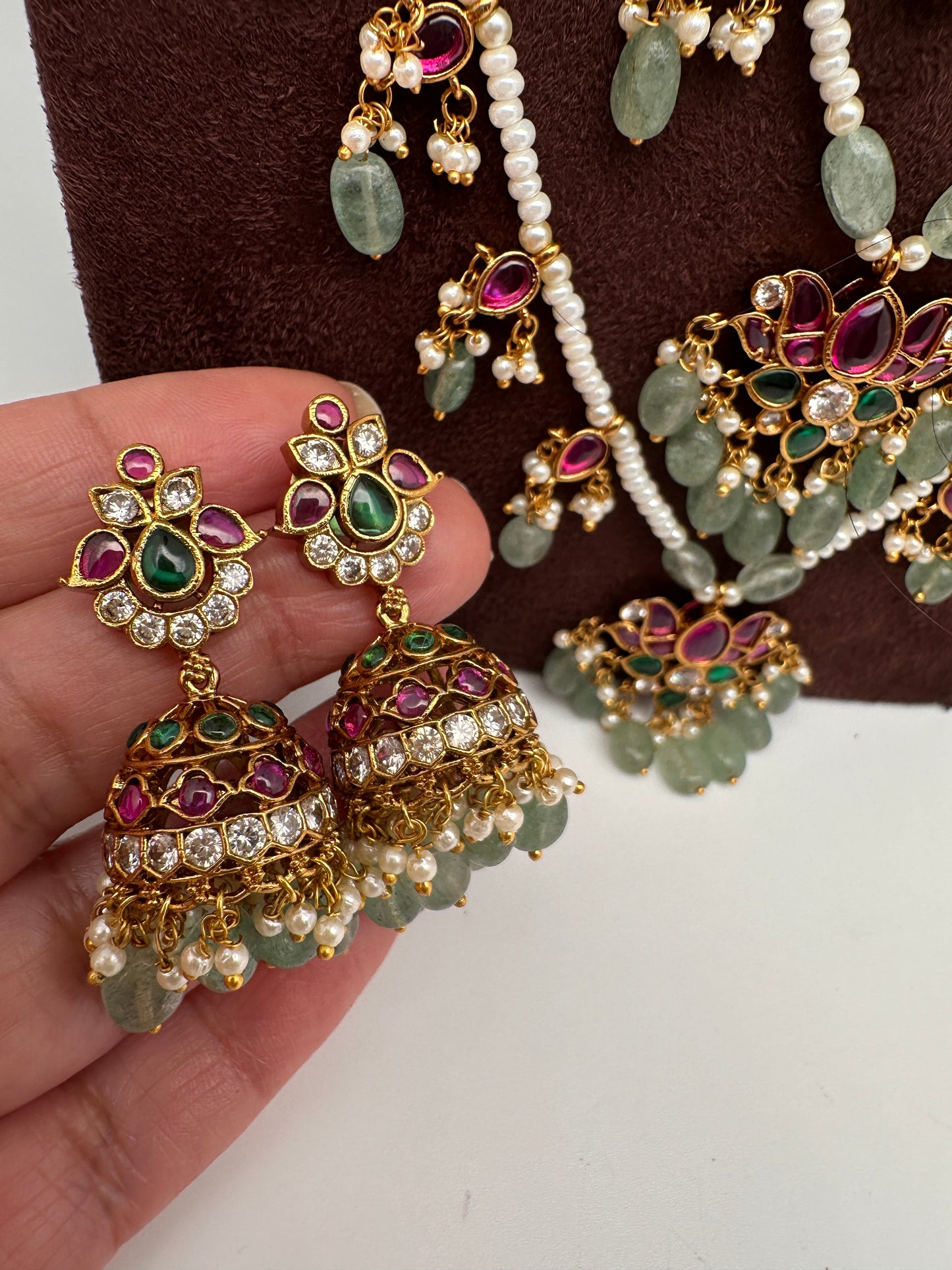 Multi layer Kemp Pearls Panch Lada Necklace
