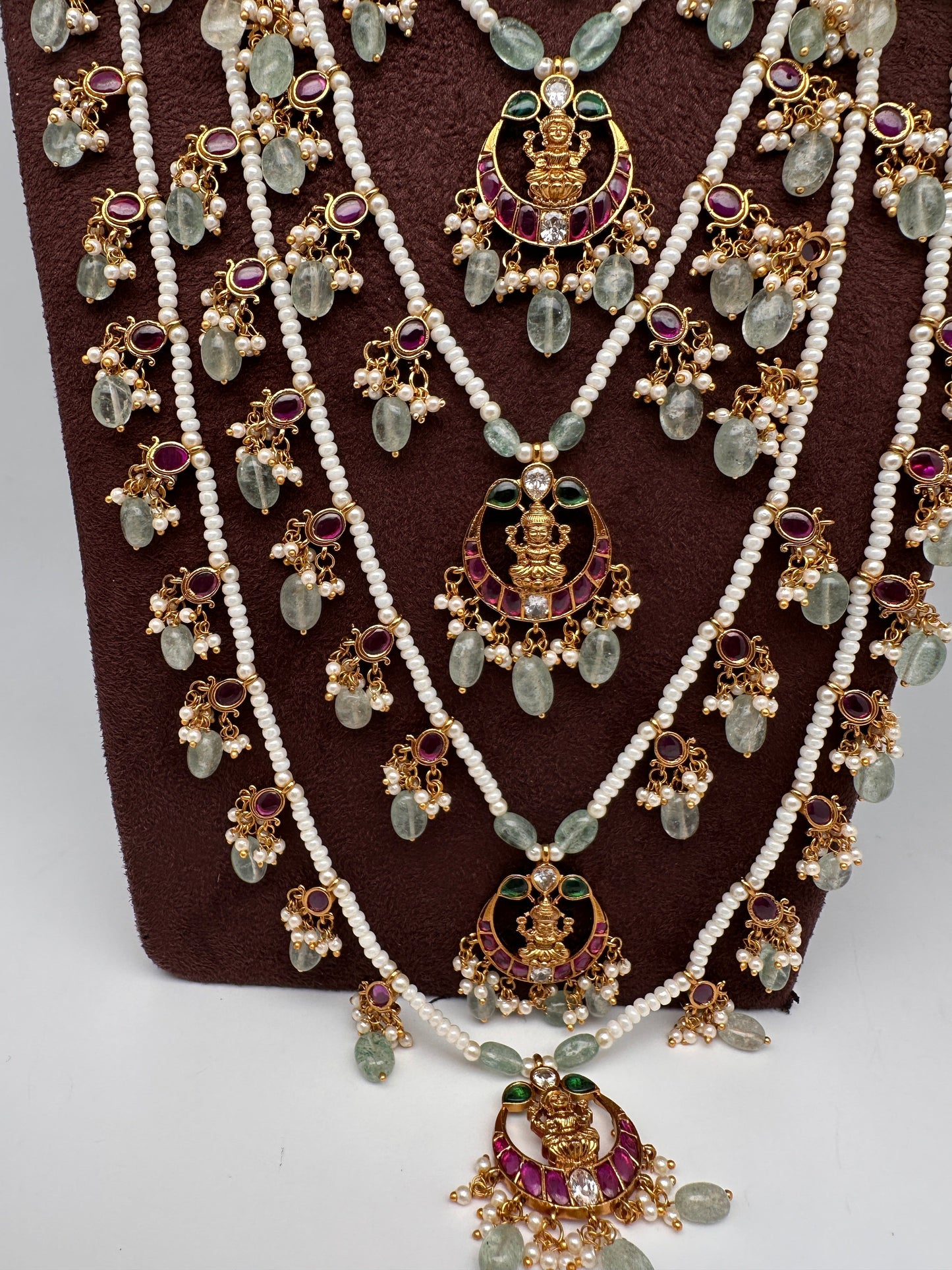Multi layer Kemp Goddess Lakshmirls Panch Lada Necklace