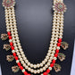 Multi layer Coral Pearl Teen Lada Necklace