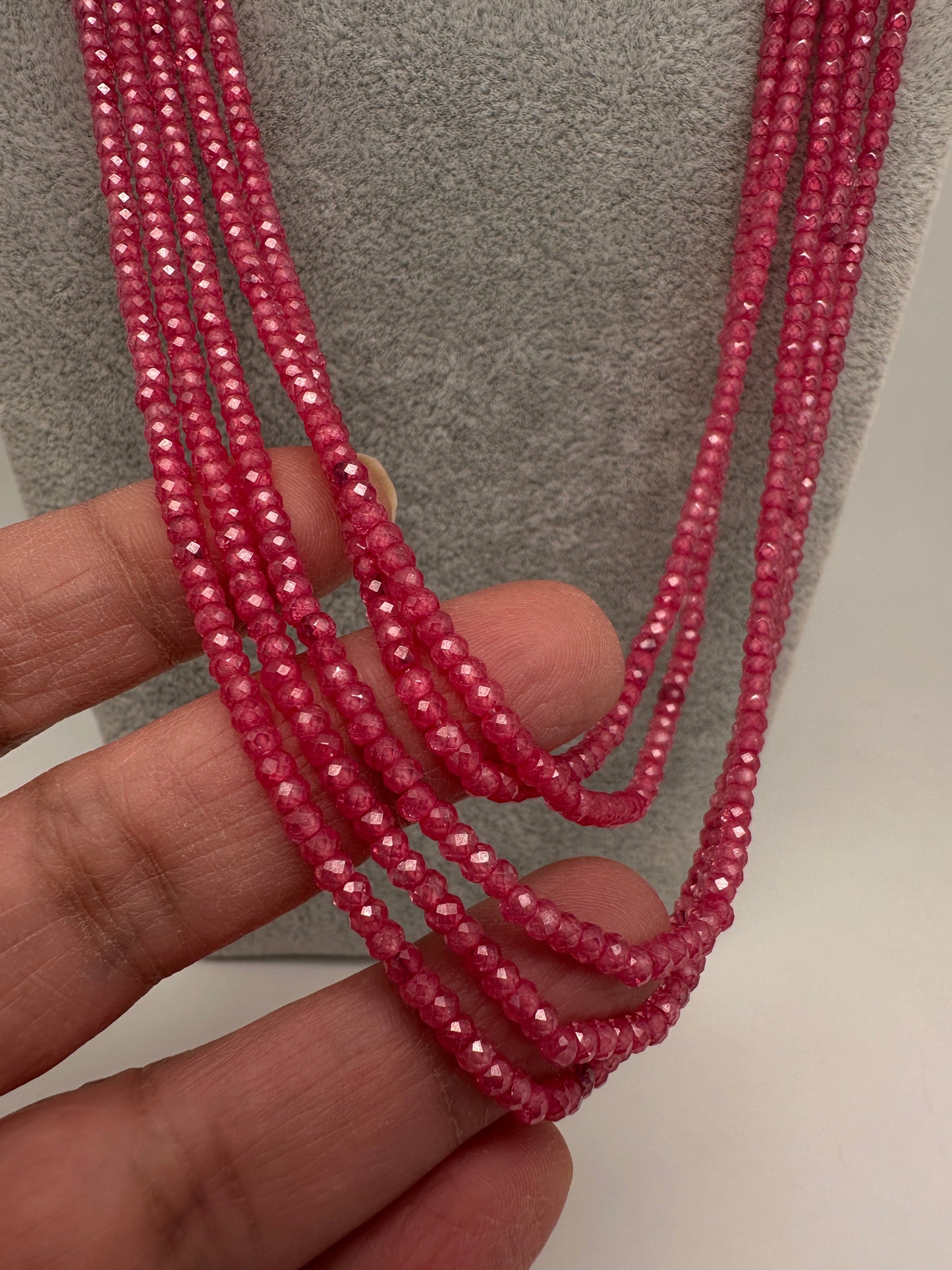 Pink Real Beads Mala Necklace