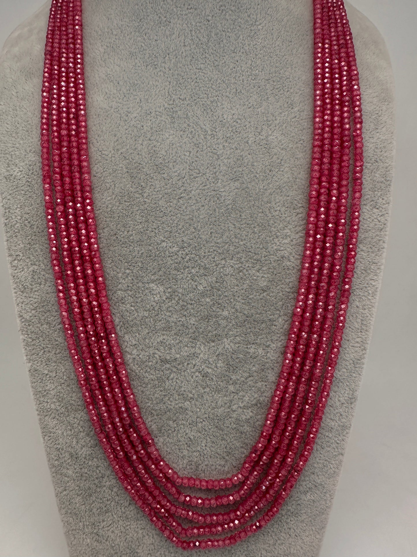 Pink Real Beads Mala Necklace