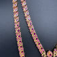 Goddess Lakshmi Red Stone CZ Long Short Combo Necklace Set