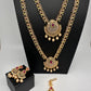 CZ Multi Stone Long Short Combo Necklace Set