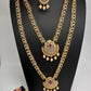 CZ Multi Stone Long Short Combo Necklace Set