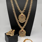 Peacock CZ Multi Stone Long Short Combo Necklace Set
