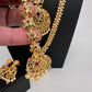 Peacock CZ Multi Stone Long Short Combo Necklace Set