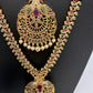 Peacock CZ Multi Stone Long Short Combo Necklace Set