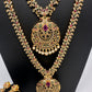 Peacock CZ Multi Stone Long Short Combo Necklace Set