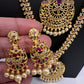 Peacock CZ Multi Stone Long Short Combo Necklace Set