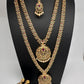 Peacock CZ Multi Stone Long Short Combo Necklace Set