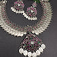 Goddess Lakshmi Kassu Silver Replica Short Necklace - Red