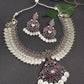 Goddess Lakshmi Kassu Silver Replica Short Necklace - Red