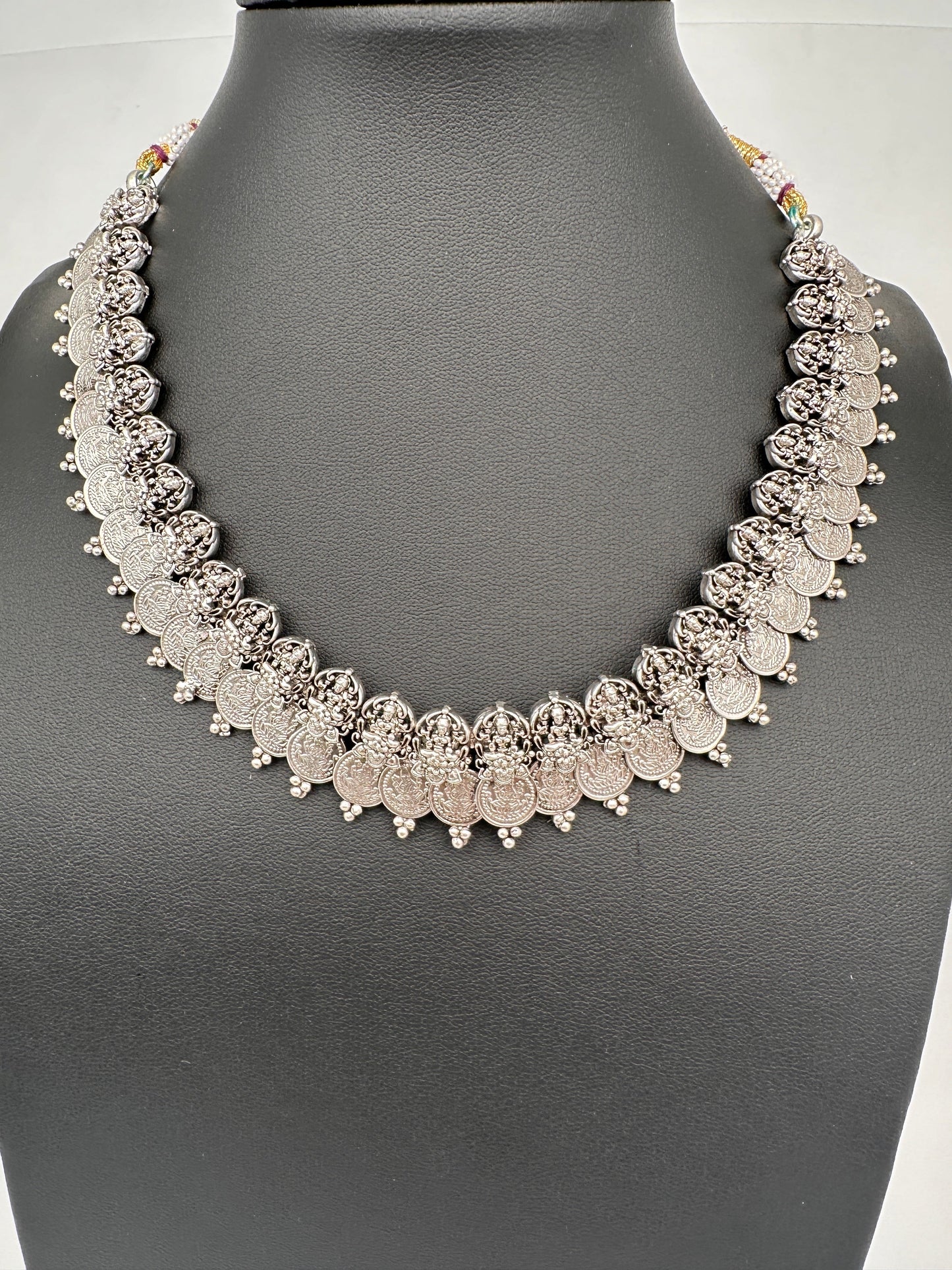 Goddess Lakshmi kassu Silver Replica Short Necklace