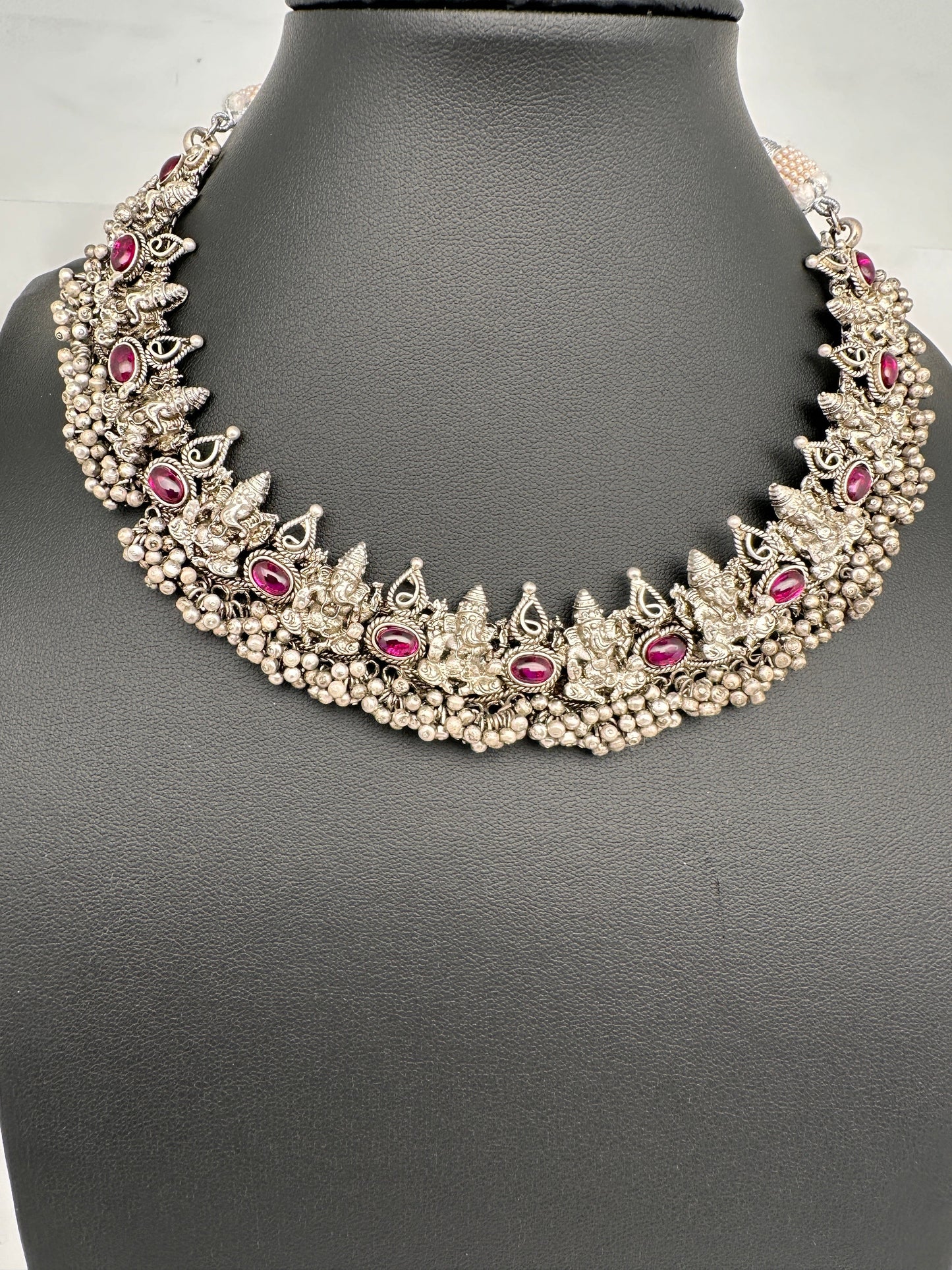 Ganesh Gungaroo Silver Replica Short Necklace