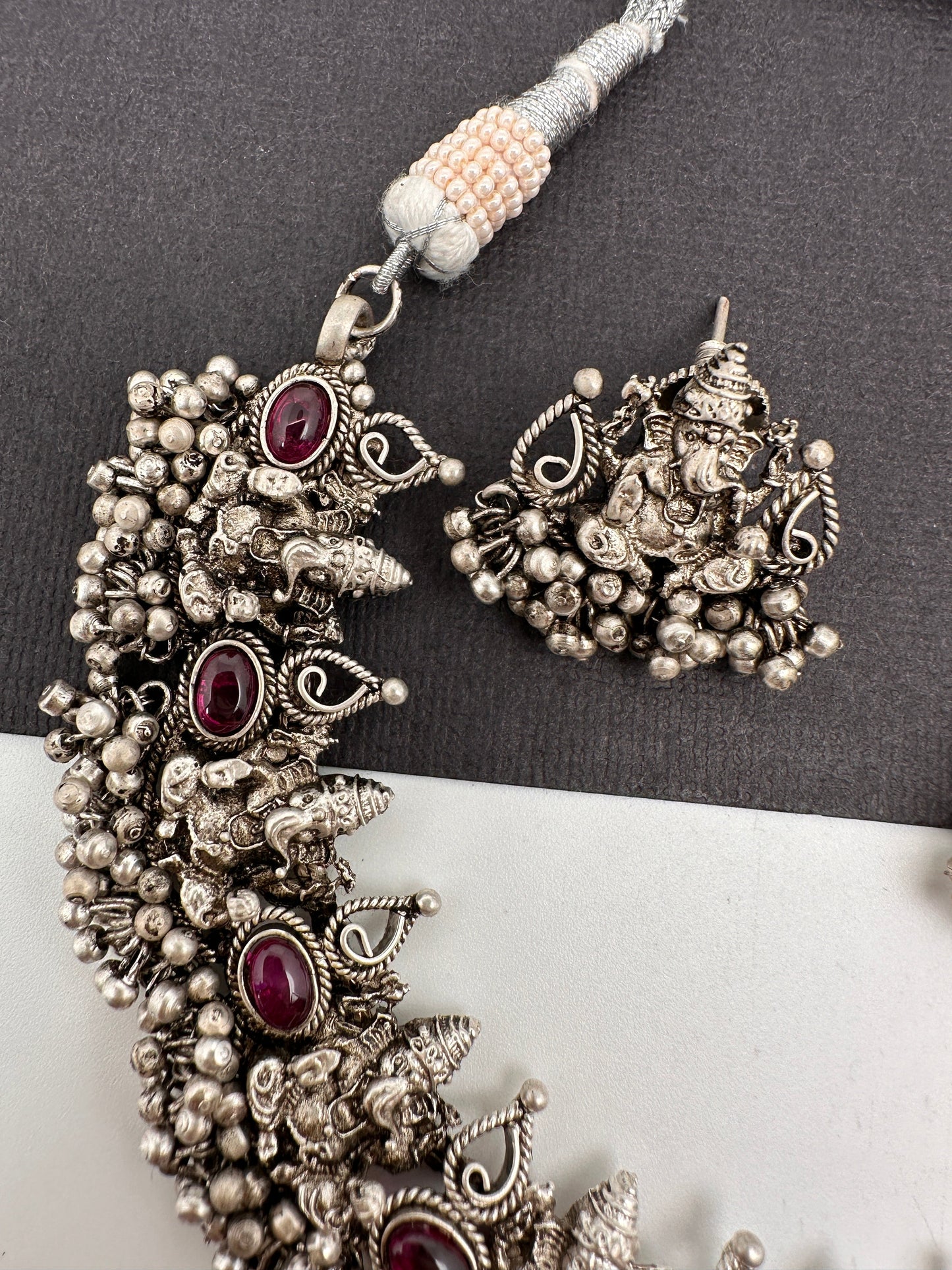 Ganesh Gungaroo Silver Replica Short Necklace