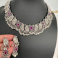 Peacock Red Potta Stone Oxidized German Silver Necklace