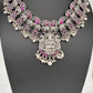 Goddess lakshmi Elephant Potta Stones Oxidized German Silver Necklace