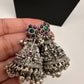 Goddess lakshmi Elephant Potta Stones Oxidized German Silver Necklace