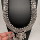 Goddess Lakshmi Long Haar Oxidized German Silver Necklace