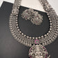 Goddess Lakshmi Long Haar Oxidized German Silver Necklace
