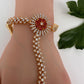 AD Color Stone Haath Phool - Red