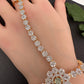 AD Color Stone Haath Phool Panja - LightGreen