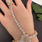 AD Color Stone Haath Phool Panja - LightGreen