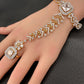 AD Color Stone Haath Phool Panja - Clear