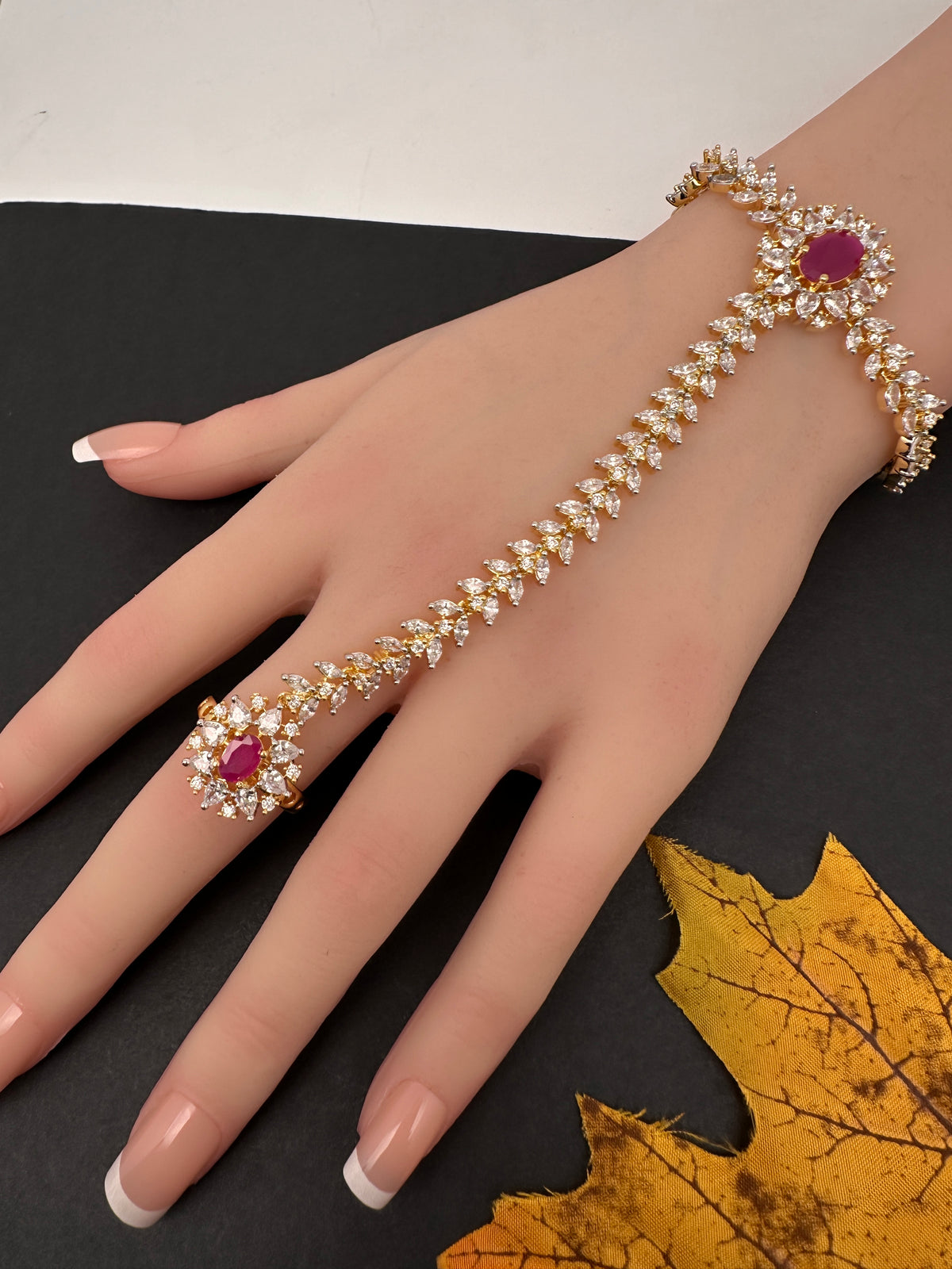 AD Color Stone Haath Phool Panja - HP000022