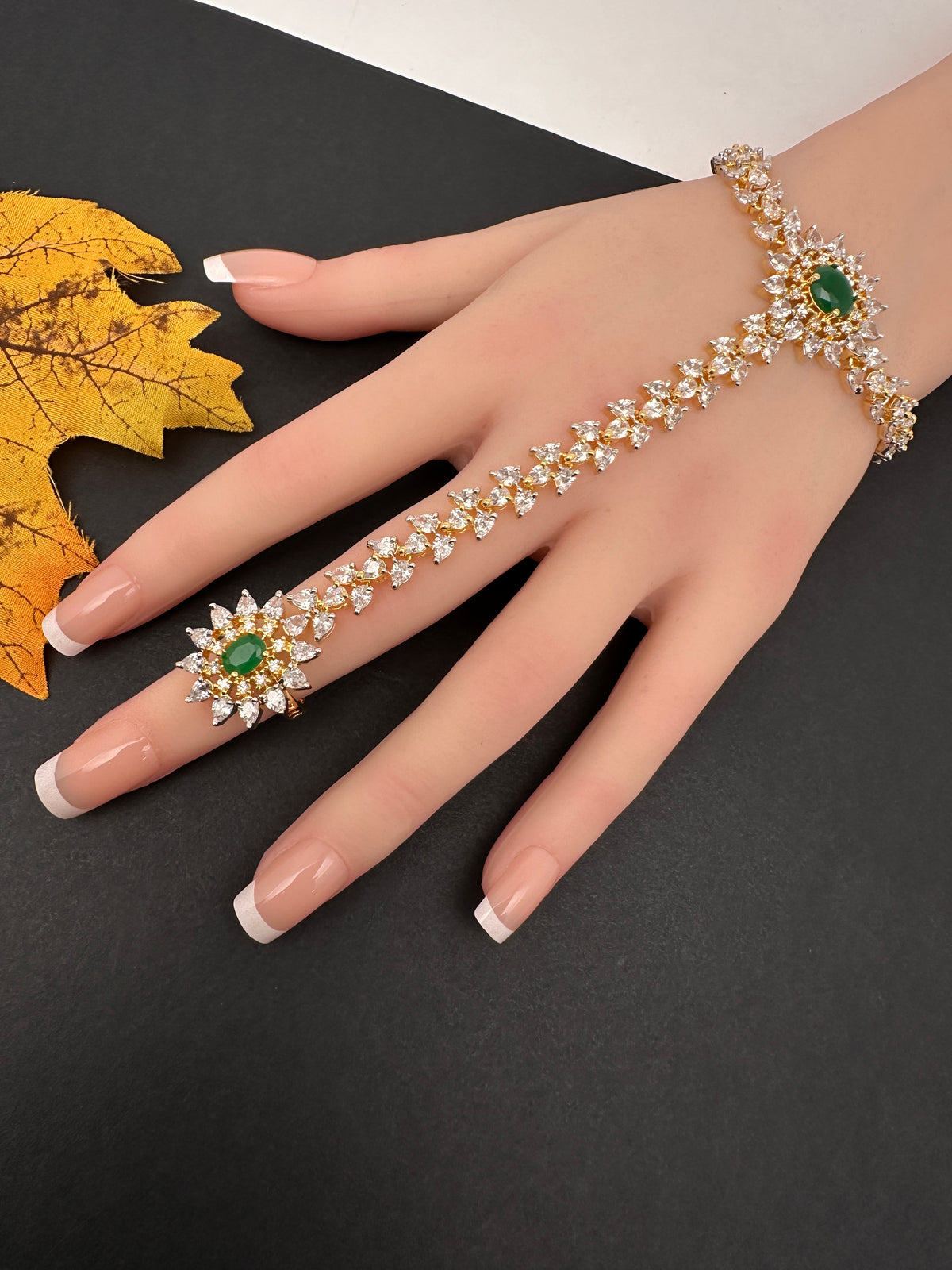 AD Color Stone Haath Phool Panja - HP000023