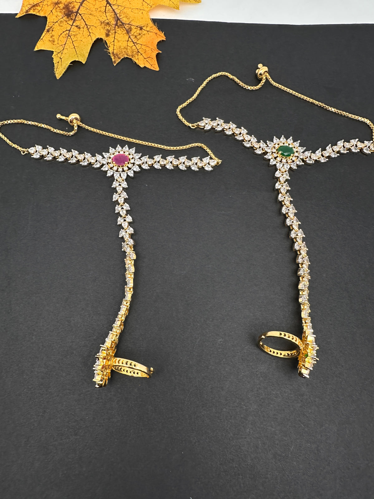 AD Color Stone Haath Phool Panja - HP000023
