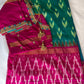 Green and Pink Double Ikkat Pochampally Pure Silk