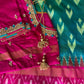 Green and Pink Double Ikkat Pochampally Pure Silk