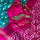 Green and Pink Double Ikkat Pochampally Pure Silk
