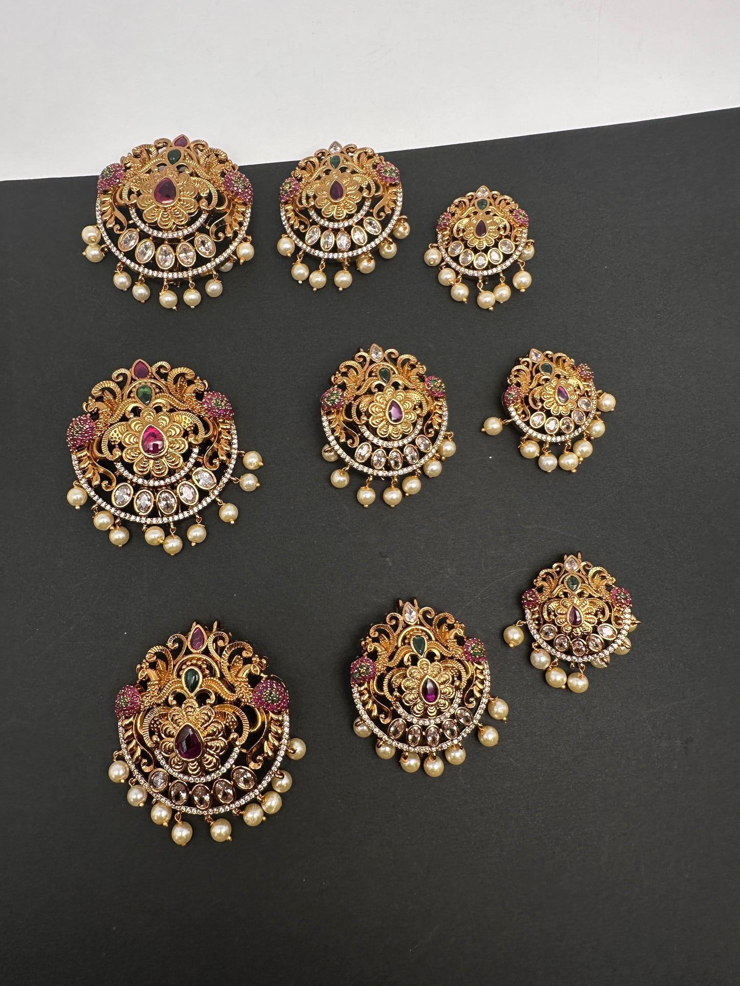 Matte Finish Peacock CZ Jada Billa Hair Pin Set