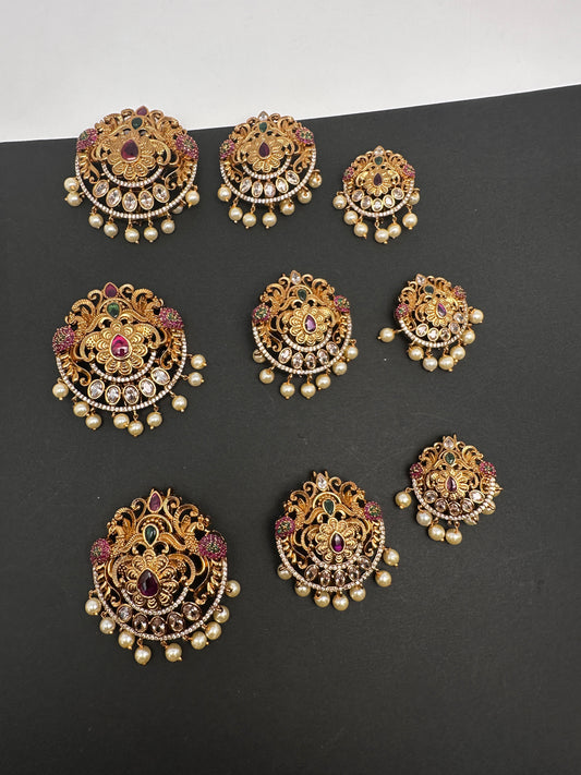 Matte Finish Peacock CZ Jada Billa Hair Pin Set