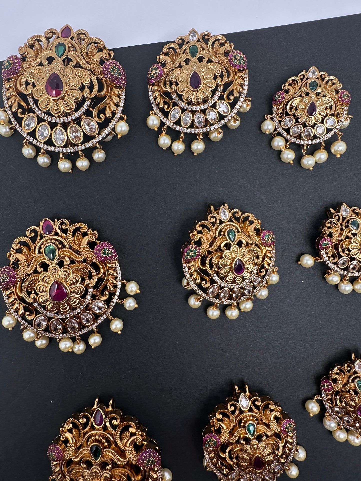 Matte Finish Peacock CZ Jada Billa Hair Pin Set