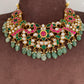 Red Green Jadau Kundan Emerald Beads Necklace