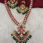 Red Jadau Kundan Leaf Design Long Mala