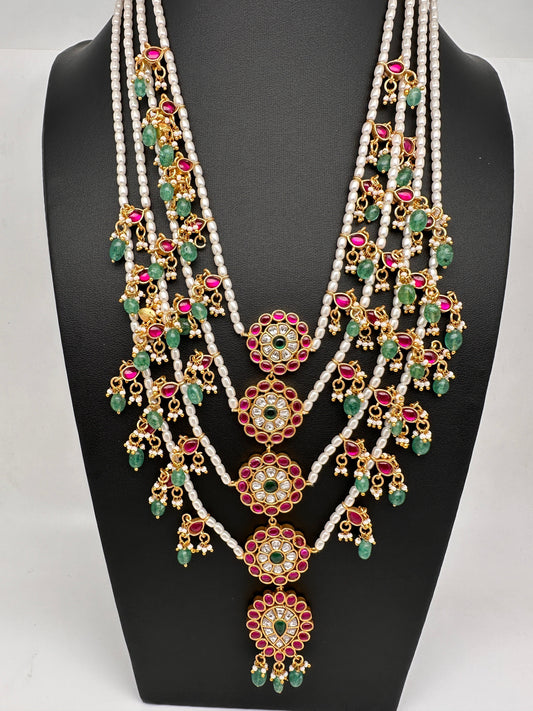 Jadau Kundan Multi Layer Pearl Necklace