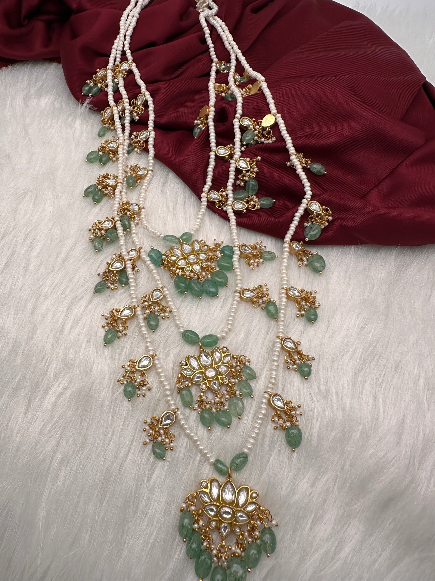 Jadau Kundan Multi Layer 3 lada Rani Haar Necklace
