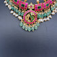 Jadau Kundan Pink Green Neckline Necklace