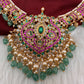 Jadau Kundan Short Neckline Necklace with Emerald Beads