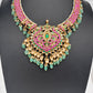 Jadau Kundan Short Neckline Necklace with Emerald Beads