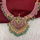 Jadau Kundan Short Neckline Necklace with Emerald Beads